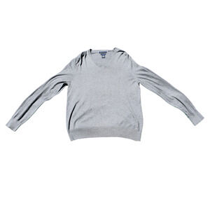 Banana Republic Cashmere Blend Gray V-Neck Sweater Preppy Old Money Mens Large
